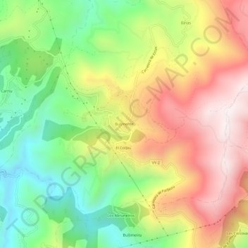Carte topographique Busmente, altitude, relief