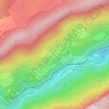 Carte topographique Au Hameau, altitude, relief