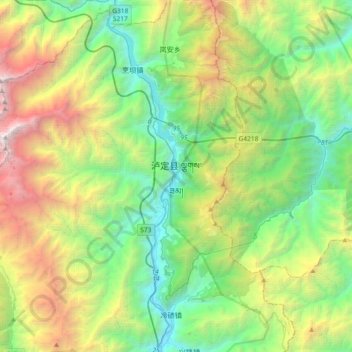 Carte topographique Luding, altitude, relief