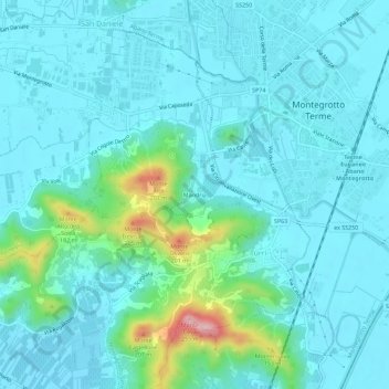 Carte topographique Mandria, altitude, relief