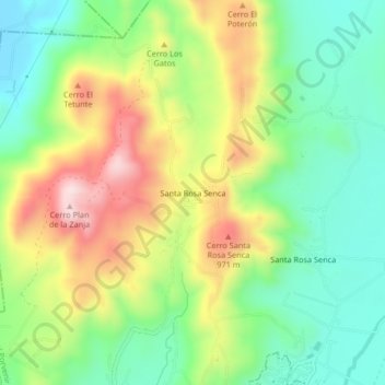 Carte topographique Santa Rosa Senca, altitude, relief