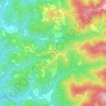 Carte topographique Castagnoli, altitude, relief