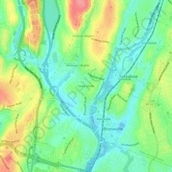 Carte topographique Cedar Knolls, altitude, relief