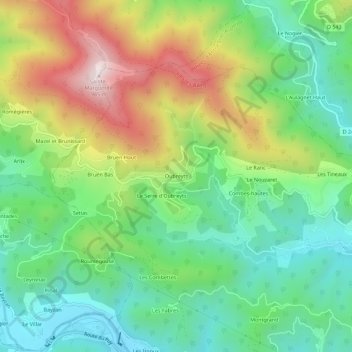 Carte topographique Oubreyts, altitude, relief