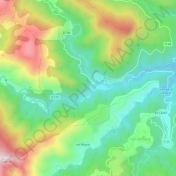 Carte topographique Le Tech, altitude, relief