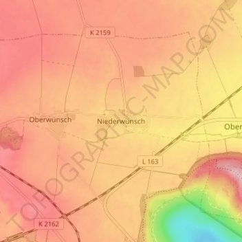 Carte topographique Niederwünsch, altitude, relief