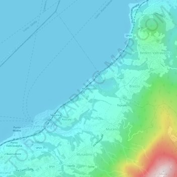 Carte topographique Montesole, altitude, relief