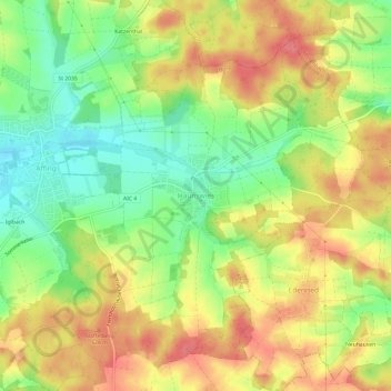 Carte topographique Haunswies, altitude, relief