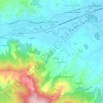 Carte topographique Oro, altitude, relief
