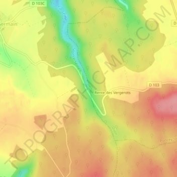 Carte topographique Source de la Seine, altitude, relief