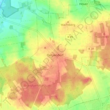 Carte topographique Oetzendorf, altitude, relief