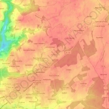 Carte topographique Le Pariou, altitude, relief