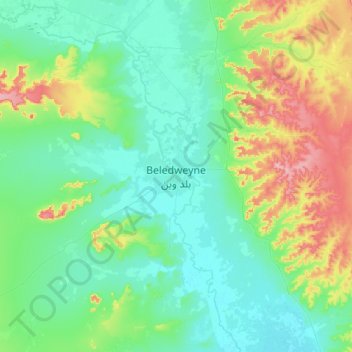 Carte topographique Beledweyne, altitude, relief