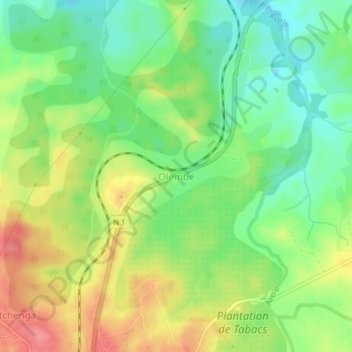 Carte topographique Olembé, altitude, relief
