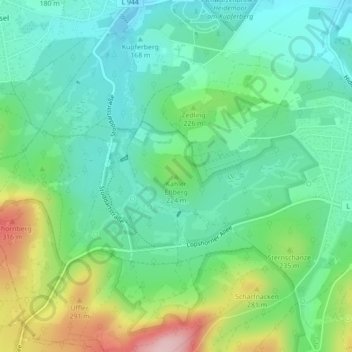 Carte topographique Kahler Ehberg, altitude, relief