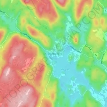 Carte topographique Frolands verk, altitude, relief