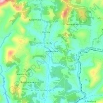 Carte topographique Nandihizana, altitude, relief