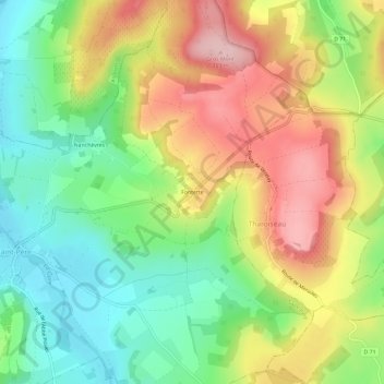 Carte topographique Fontette, altitude, relief