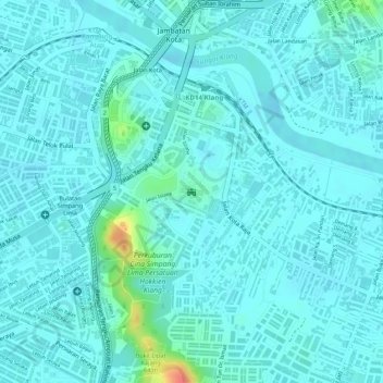 Carte topographique Istana Alam Shah, altitude, relief