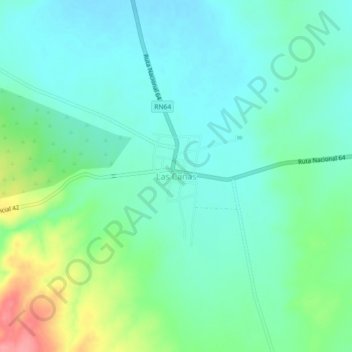 Carte topographique Las Cañas, altitude, relief