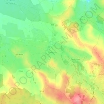 Carte topographique Bezonnes, altitude, relief