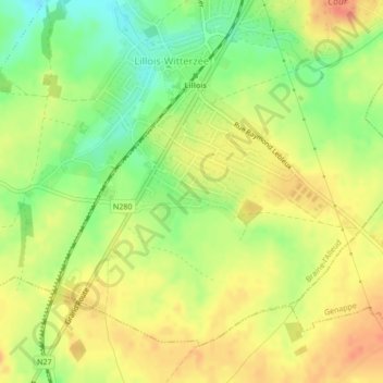Carte topographique Cours d'Eau, altitude, relief