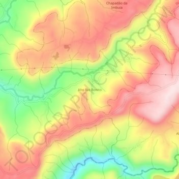 Carte topographique Alto Rio Bonito, altitude, relief