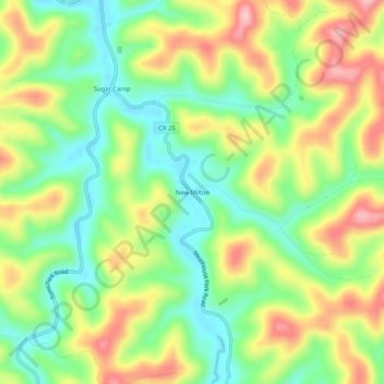 Carte topographique New Milton, altitude, relief