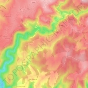 Carte topographique Maniac, altitude, relief