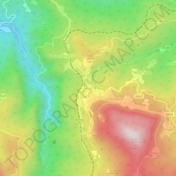 Carte topographique Skrad, altitude, relief