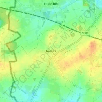 Carte topographique Rumes, altitude, relief