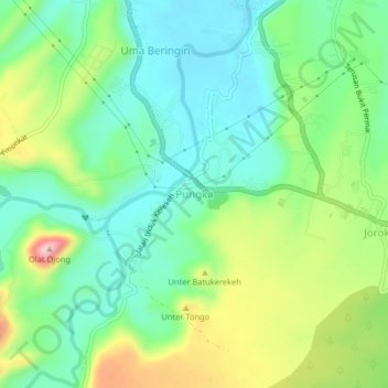 Carte topographique Pungka, altitude, relief