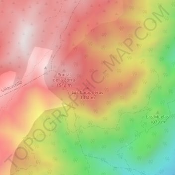 Carte topographique Las Carboneras, altitude, relief