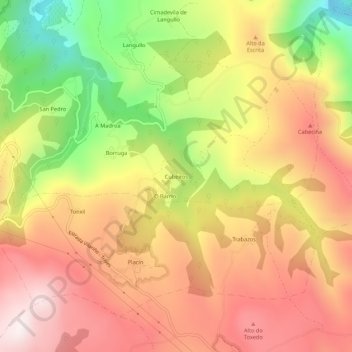 Carte topographique Cubeiros, altitude, relief