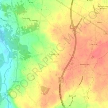 Carte topographique Ramalheiro, altitude, relief