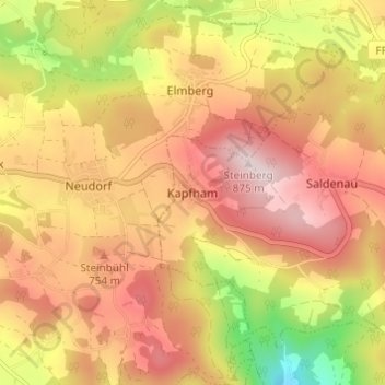 Carte topographique Kapfham, altitude, relief