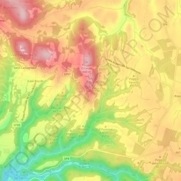 Carte topographique San Valentino, altitude, relief