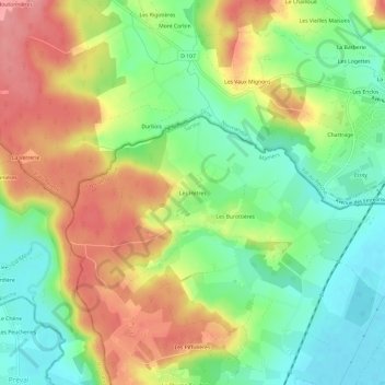 Carte topographique Les Hêtres, altitude, relief
