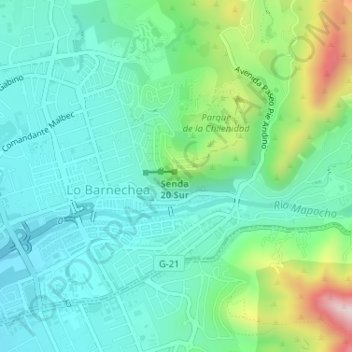 Carte topographique Cerro 18, altitude, relief