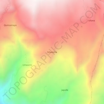 Carte topographique Sihuincha, altitude, relief