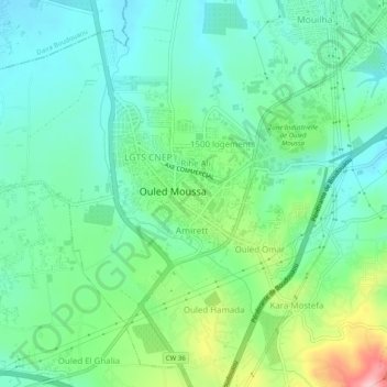 Carte topographique Sahnoun, altitude, relief