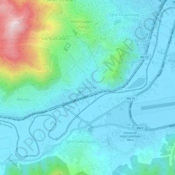 Carte topographique Ibachirène, altitude, relief