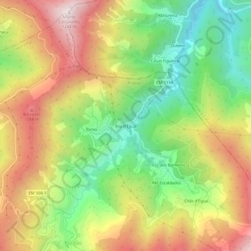 Carte topographique Foz d'Égua, altitude, relief