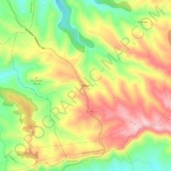 Carte topographique Belltall, altitude, relief