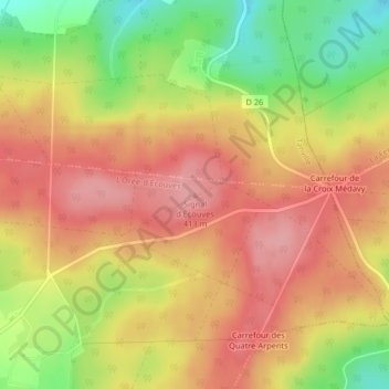 Carte topographique Signal d'Ecouves, altitude, relief