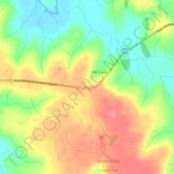 Carte topographique Itandey, altitude, relief