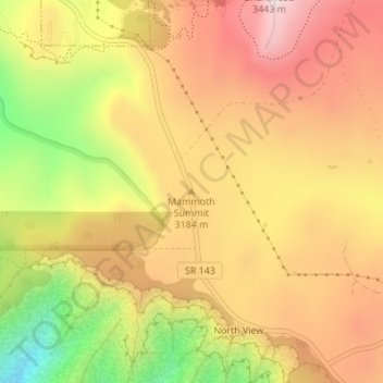 Carte topographique Mammoth Summit, altitude, relief