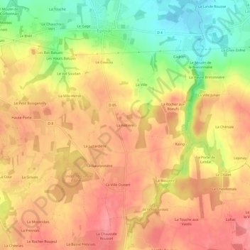 Carte topographique La Foltiere, altitude, relief