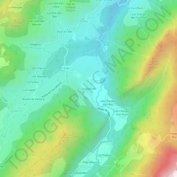 Carte topographique Le Lavouet, altitude, relief