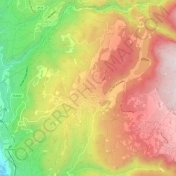 Carte topographique Coredo, altitude, relief
